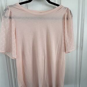 Loft Pink Sheer Sleeve Top